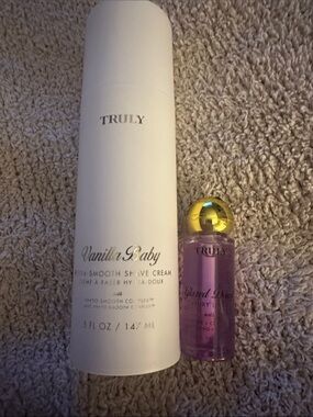 TRULY Vanilla Baby Shave Cream & Glazed Donut Luxury lip gloss. New